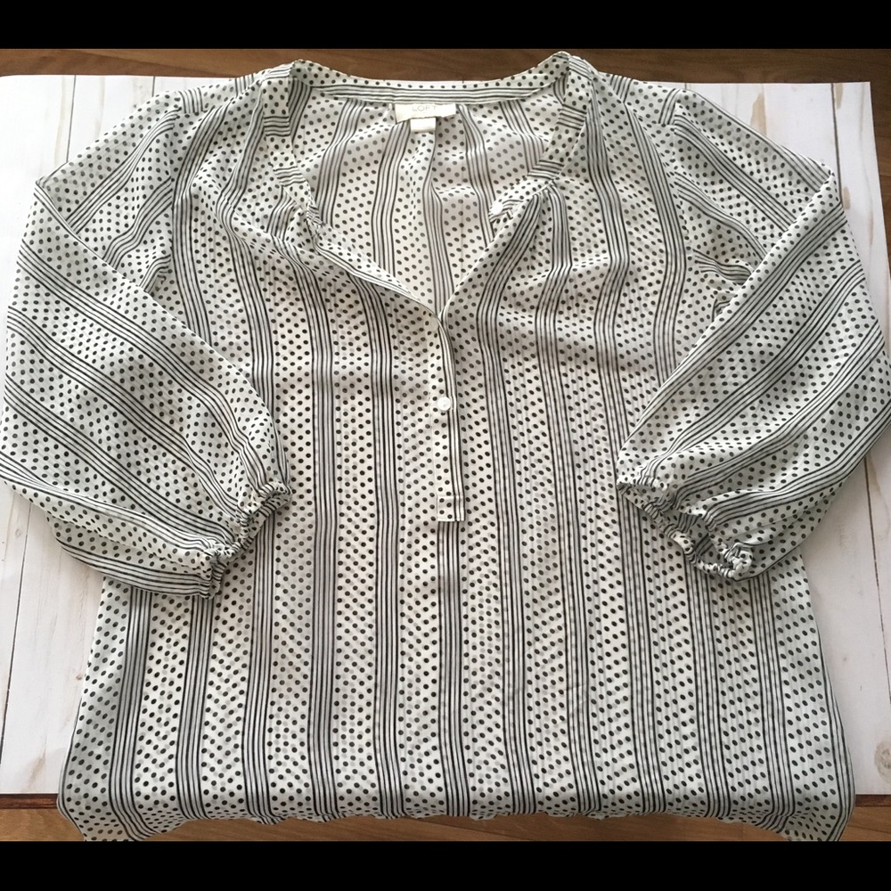 LOFT stripes and dots fluid blouse